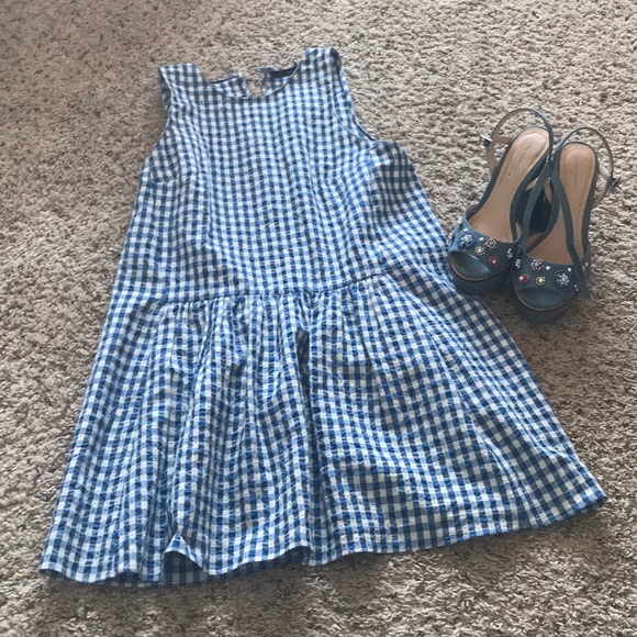 zara blue gingham dress